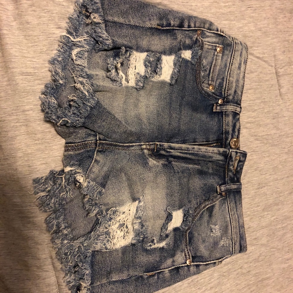 High Rise Distressed Shorts